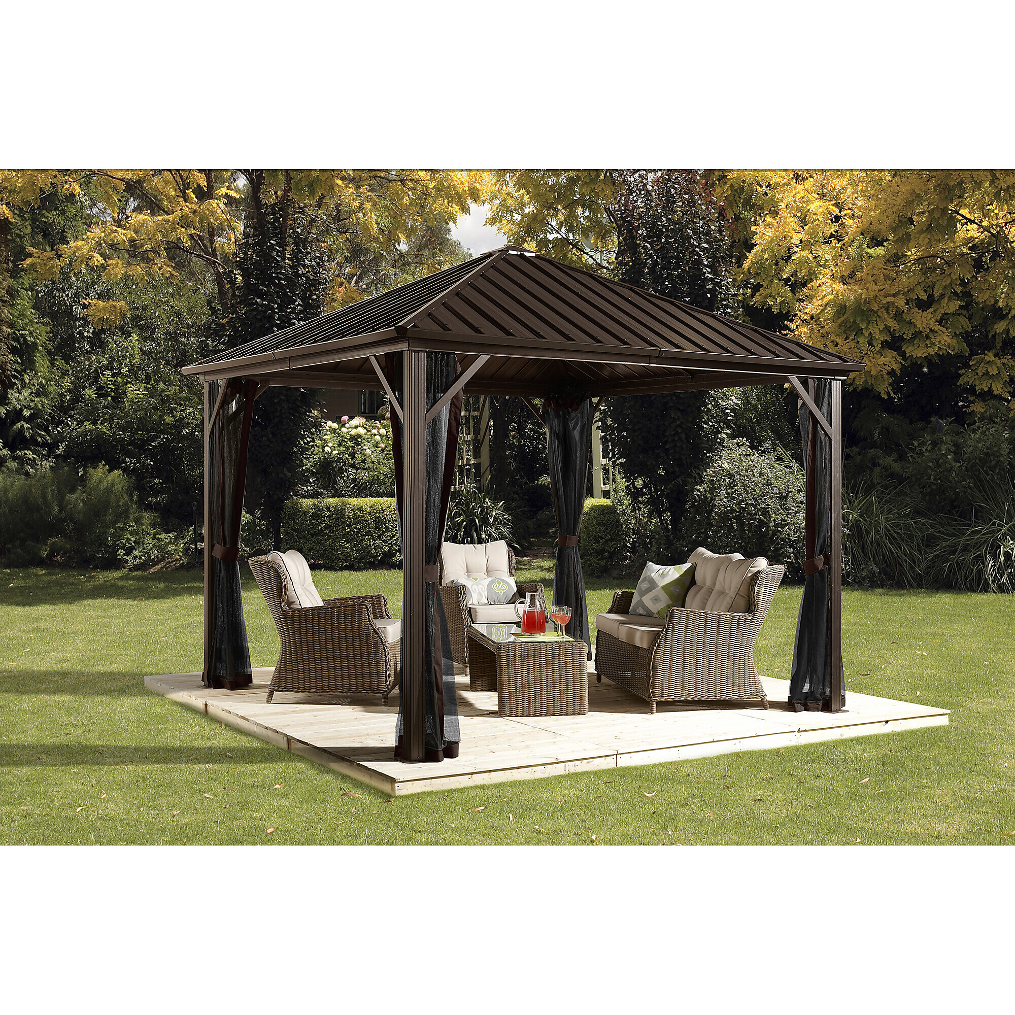 ShelterLogic Sojag Dakota Gazebo - 8ft. x 8ft., Aluminum Frame, Galvanized Steel Roof, Brown, Model# 500-9164992